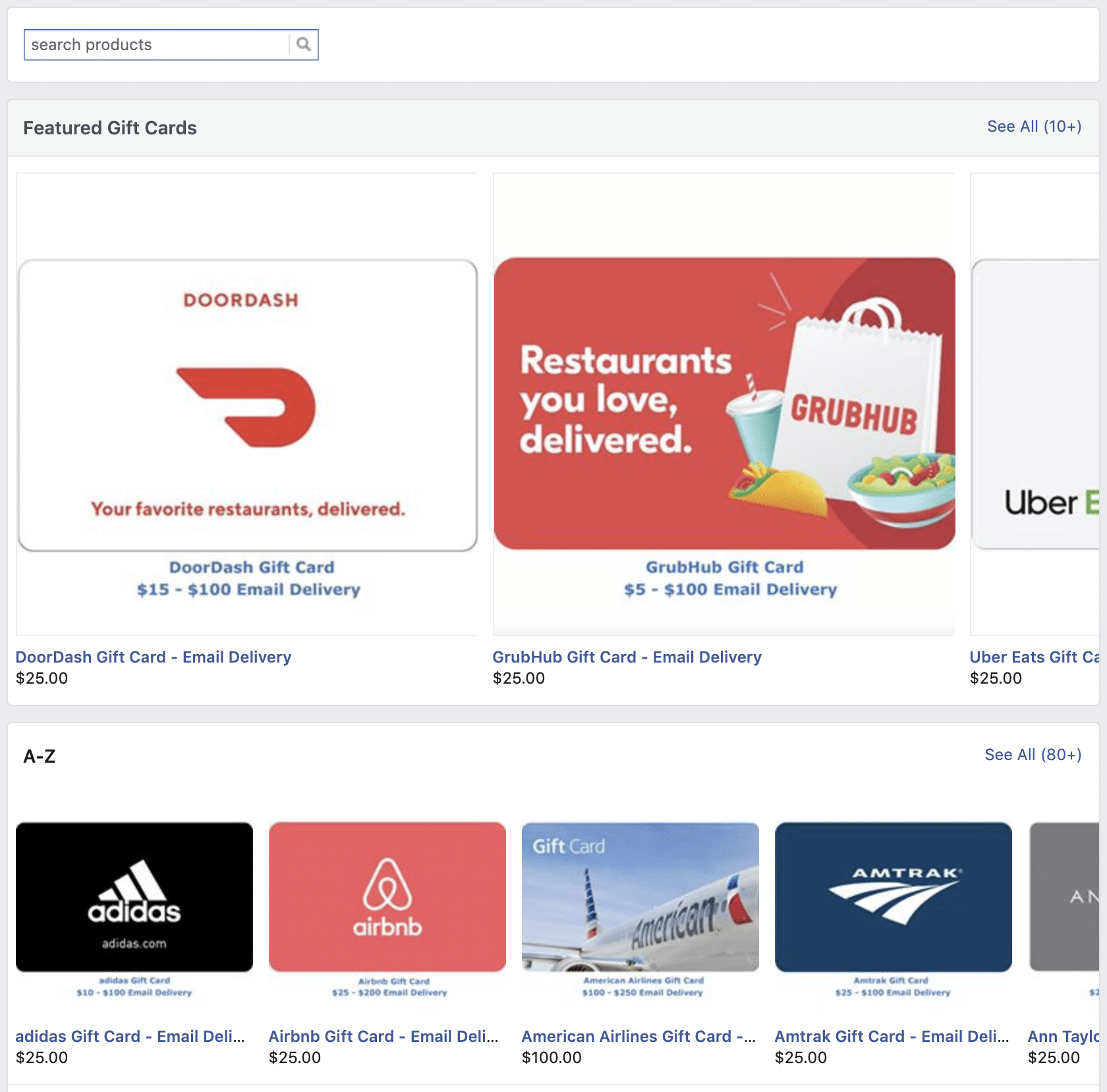 How to Buy a Digital Gift Card on Facebook - AdvertiseMint