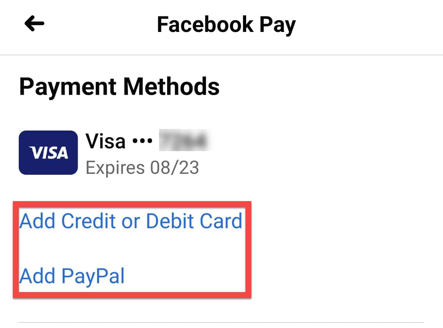 facebook messenger no payment option in settings