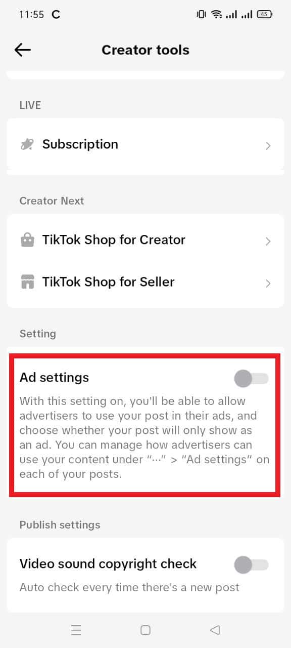 TikTok Spark Ads: ad settings