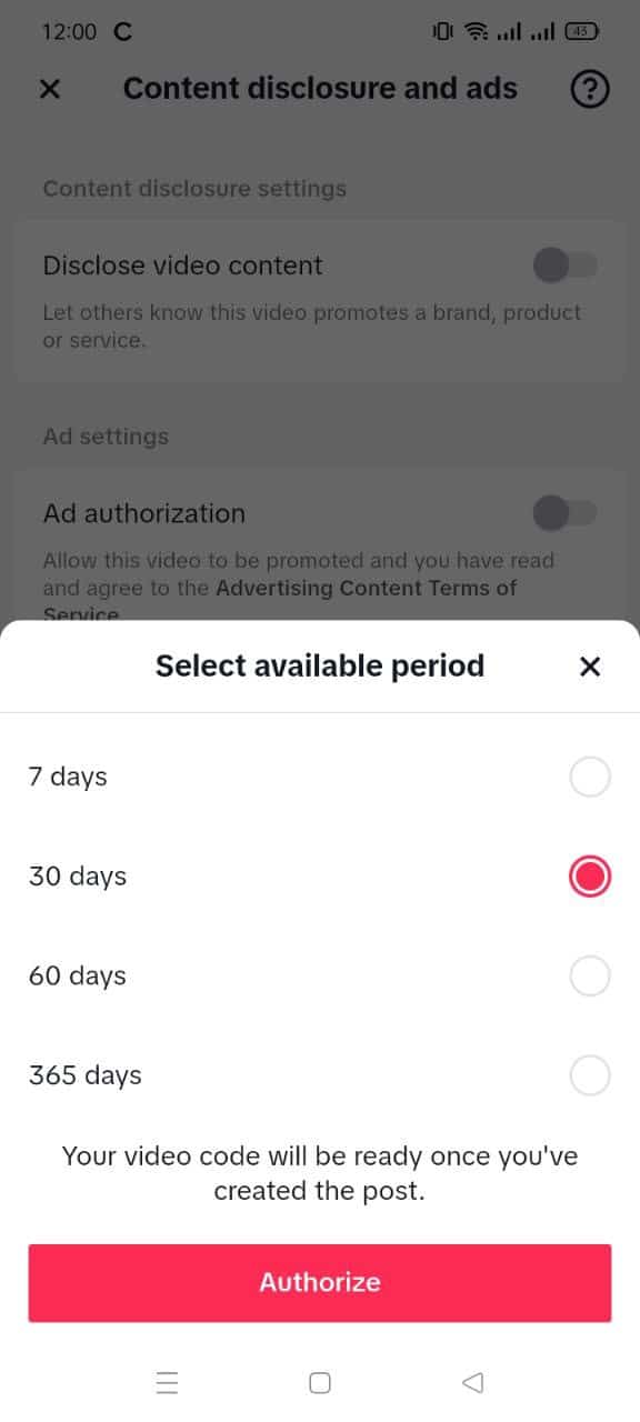 TikTok Spark Ads: authorization duration