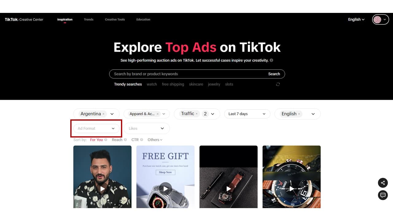 how to use TikTok top ads dashboard 6